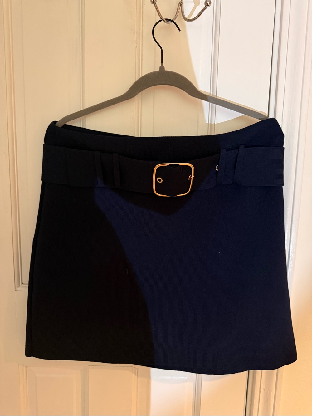 Zara Navy Mini Skirt with Gold Buckle